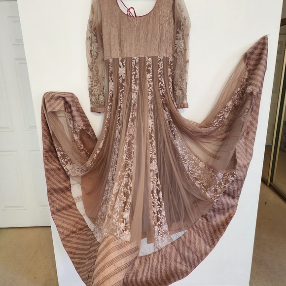 Fancy Anarkali Dress - Mauve - 39" Medium - Picture 3 of 15